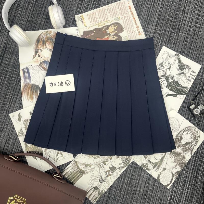小田町jk日系制服裙纯色高腰学生裙 A字裙学院风少女感短裙加厚压