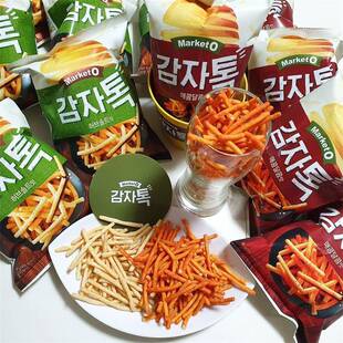 韩国进口零食 好丽友market o酸辣椒盐黄油鱿鱼味膨化土豆脆薯条