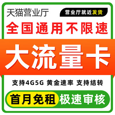 流量卡纯流量上网卡无线限流量卡手机卡大流量电话卡4G5G全国通用