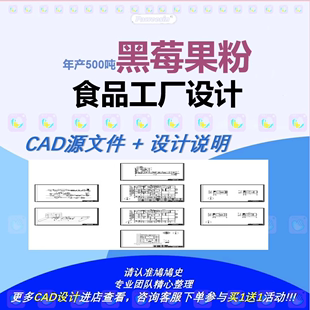 年产500吨黑莓粉果粉食品工厂设计cad车间立剖面管路计算设备流程