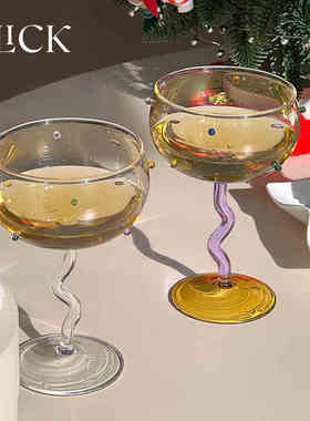 Click圣诞节日缤纷糖豆高脚玻璃杯趣味小众甜酒杯香槟杯鸡尾酒杯