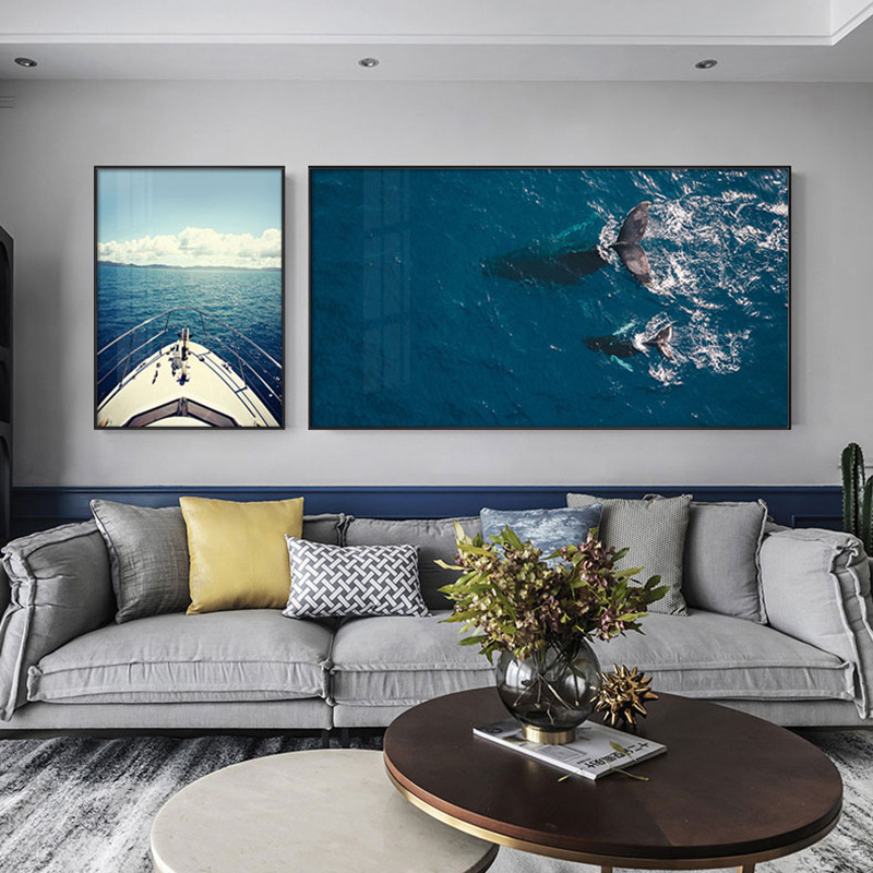 现代简约客厅装饰画小清新创意温馨轻奢挂画沙发背景墙海景风景画