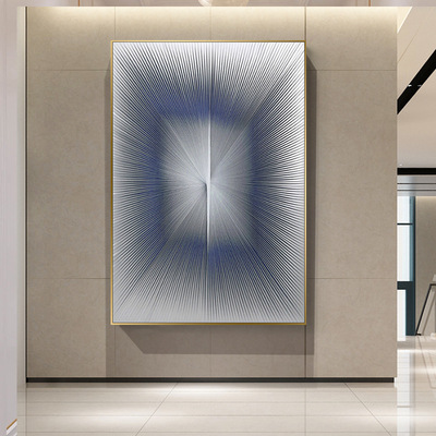 现代纯手工皮革拉线立体实物画客厅玄关装饰挂画样板间酒店工艺画