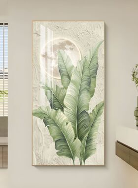 玄关装饰画现代简约绿植走廊过道壁画抽象色块入户正对门楼梯挂画