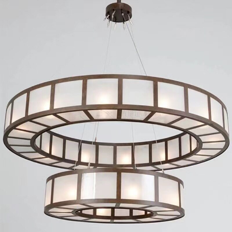 新中式复古大吊灯美式酒店包间高档会所餐饮包房中山家装灯饰灯具