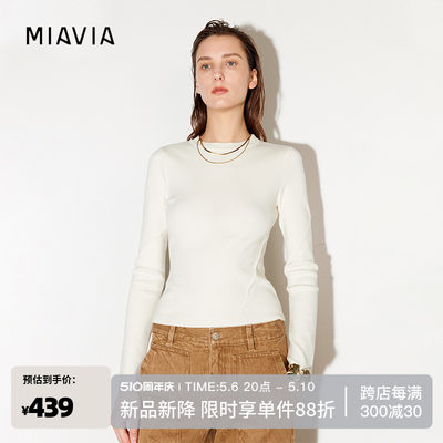 MIAVIA套头圆领立裁针织衫