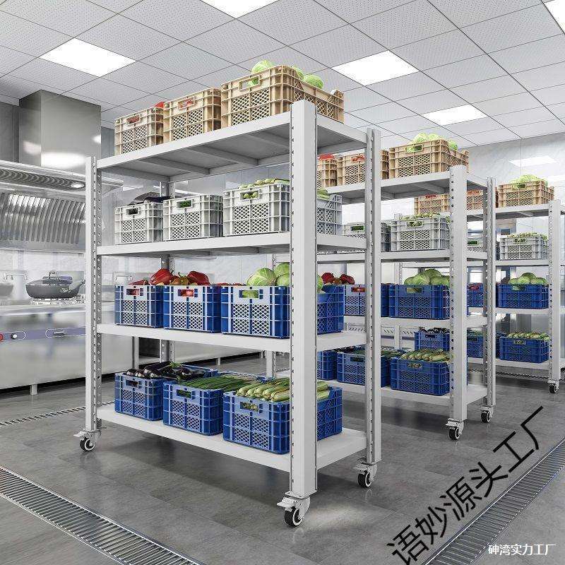 移动仓储货架带轮子加厚置物架多层可调节商用多功能推拉铁层架