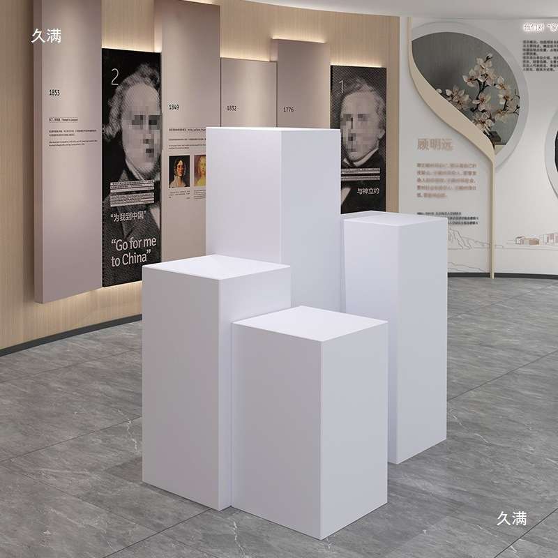 摆件展示台促销店铺模特白色木质烤漆展台陈列橱窗地台产品高低座