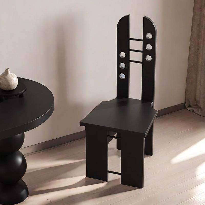 中古风餐桌椅子法式复古实木餐椅诧寂风家用设计师高颜值靠背凳