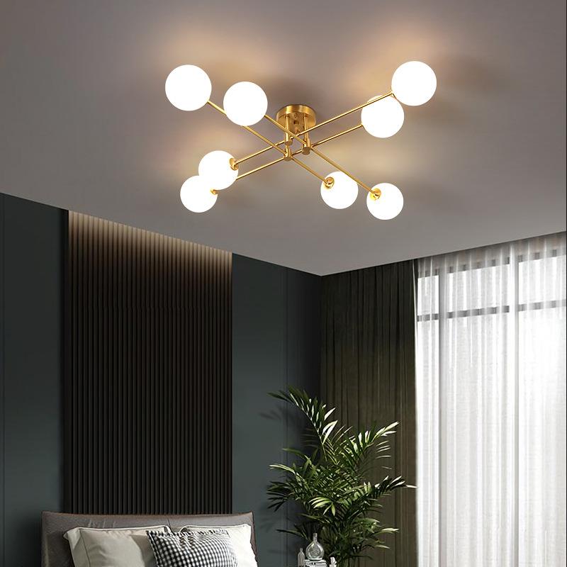 全铜客厅设计款造型吸顶灯极简风主卧室可换灯泡创意个性书房灯具