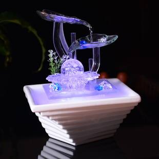 饰品流水桌面小喷泉摆设陶瓷水晶球创意加湿器摆件 乔迁送礼客厅装