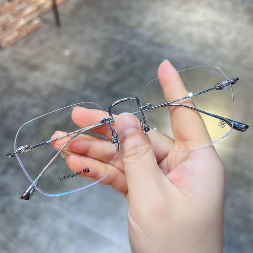 简丹萝心潮百搭新品眼镜框男女复古超轻无框钛架配近视防蓝光镜架