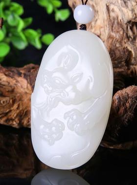 新疆和田白玉吉祥兽头 貔貅把件 籽料玉手把件挂件手玩件蜀黍