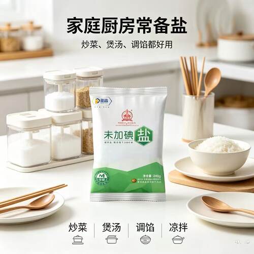 深井未加碘食用盐蓬盐240g家庭装炒菜煲汤无碘调味细盐