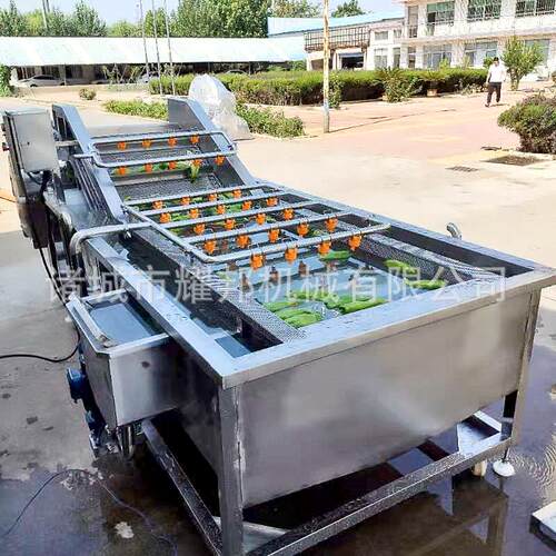 蔬式菜气泡清机 鼓泡续预制2000菜洗清洗设备 连清洗辣椒的流水线