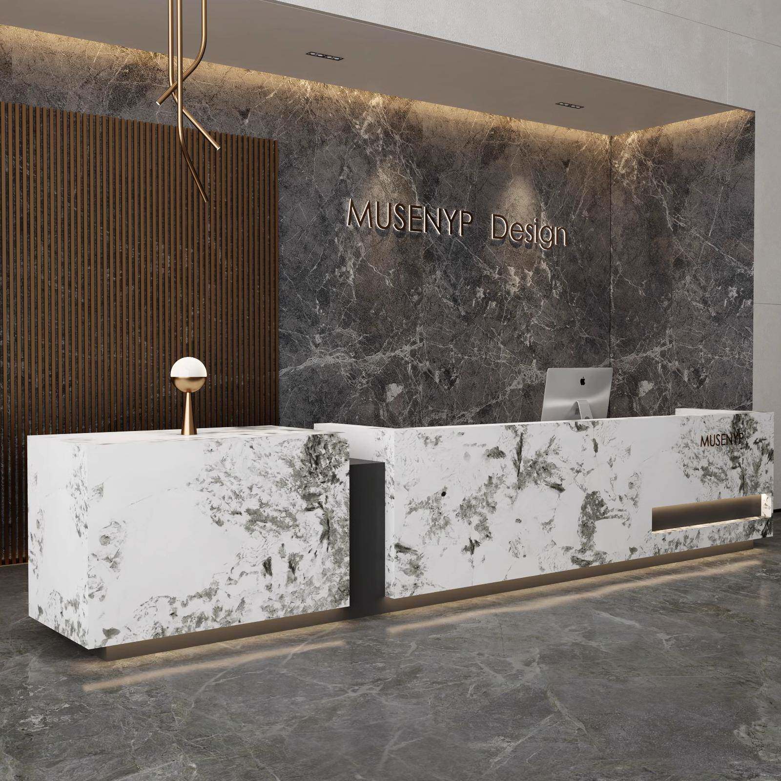 简约代公司台岩板大理石酒店部15341544售楼接待前台健身会所吧台