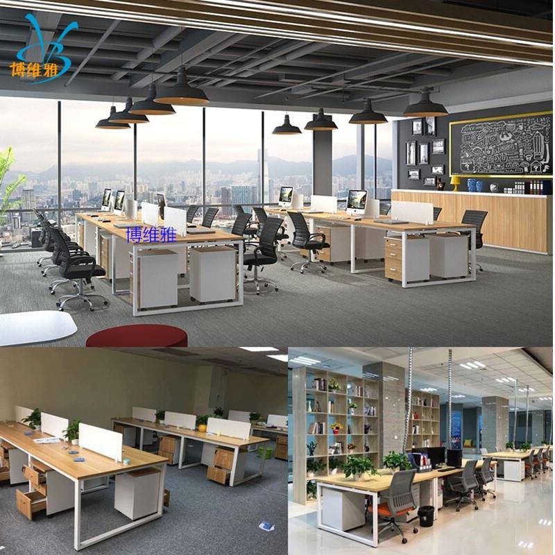 办家具厂位办公屏风卡位简约钢架腿BWY-2203职四员组人公合办公桌