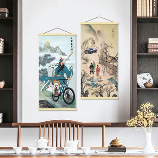 搞笑三国故事典故挂画挂图客厅书房玄关背景海报墙贴纸挂布卷轴画