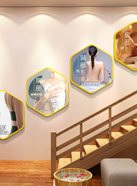 美容院楼梯墙面装饰画氛围布置文化形象墙网红前台背景墙养生挂画