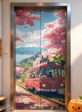 定制电梯门贴纸宫崎骏轻奢高级感一梯一户门口贴纸美化贴创意门贴