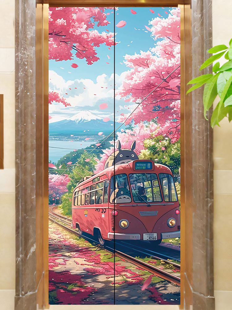 创意电梯门贴纸装饰宫崎骏高端定制美化贴纸入口门布局