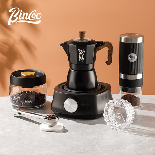 Bincoo摩卡壶双阀黑晶炉煮咖啡壶手冲小型浓缩萃取电动咖啡机礼盒
