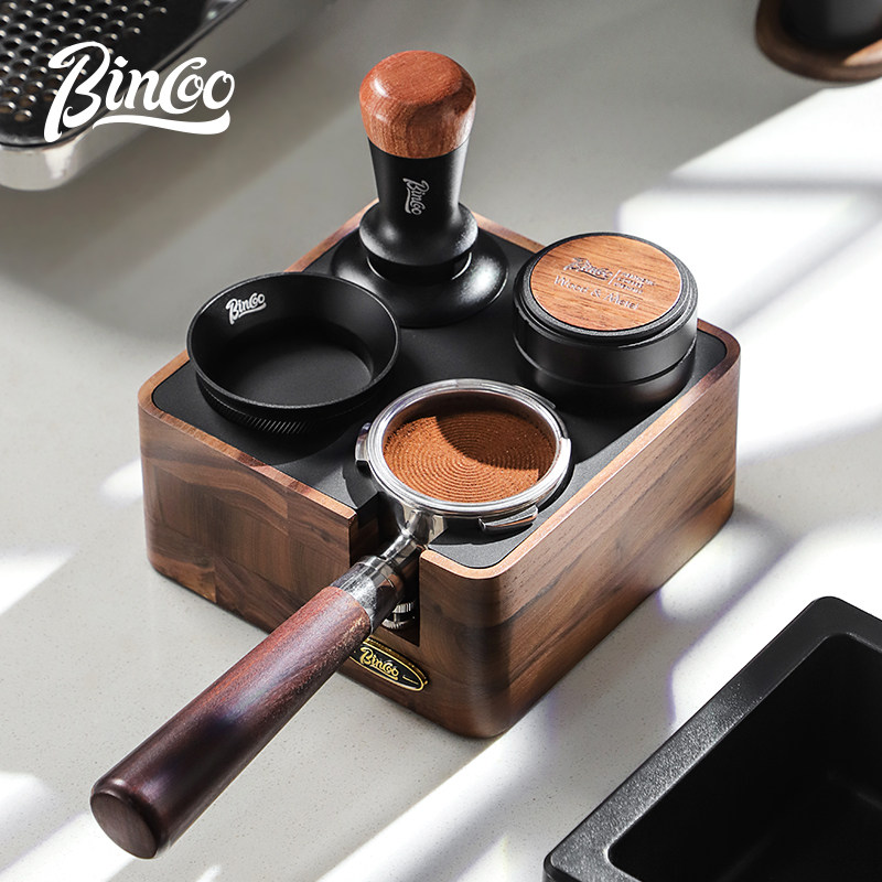Bincoo胡桃木意式多功能压粉底座咖啡布粉器收纳套装51/58mm通用
