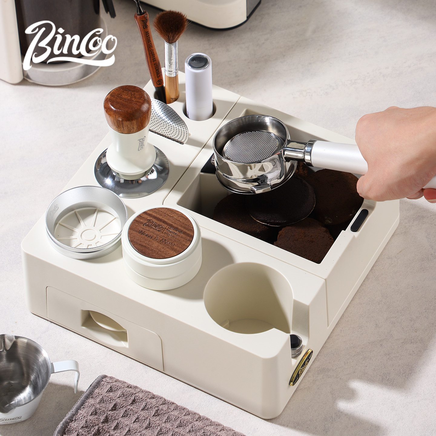 咖啡压粉底座渣桶一体51/58mm