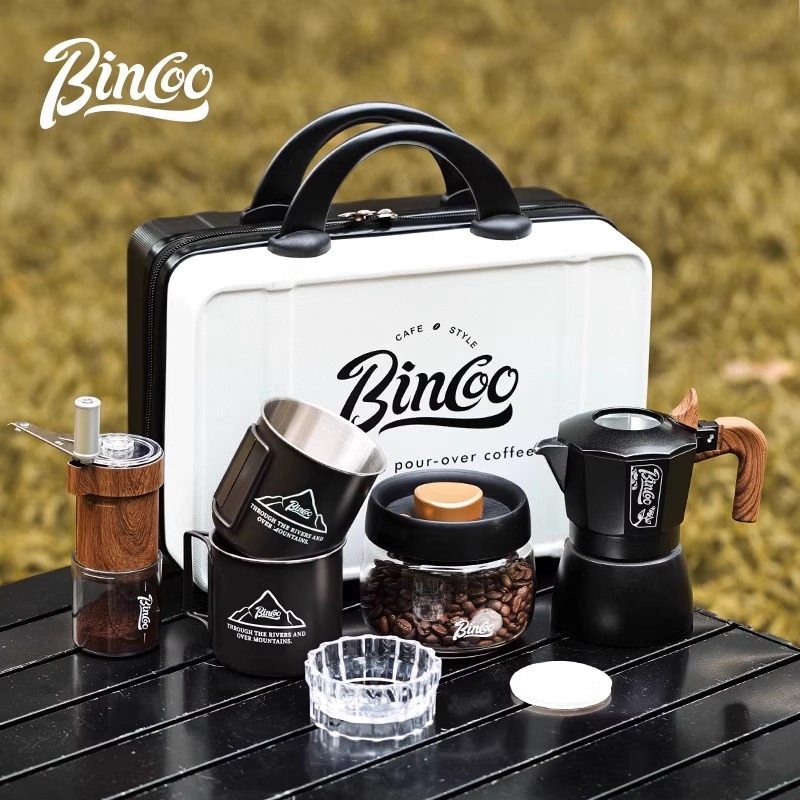 Bincoo摩卡壶双阀意式浓缩萃取咖啡壶手磨咖啡机户外露营器具套装