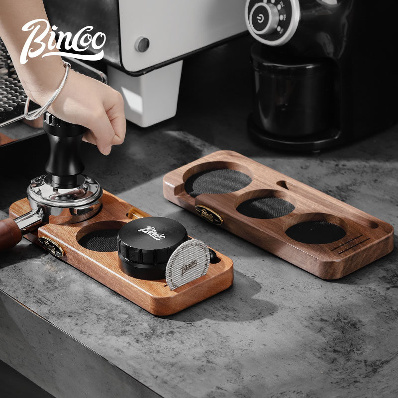 Bincoo咖啡压粉底座填压板胡桃木收纳布粉器毛刷二次分水网压粉器