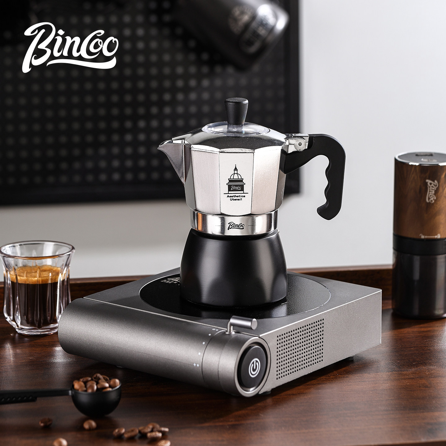 Bincoo意式双阀摩卡壶家用小型手摇咖啡机电热炉煮咖啡壶户外套装,餐饮具,摩卡壶,淘宝优惠券,粉丝福利购,淘宝优惠卷