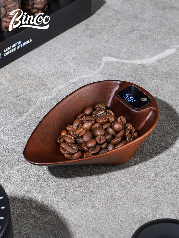 Bincoo咖啡数字称重豆托盘实木0.1克意大利特种咖啡豆智能称重迷