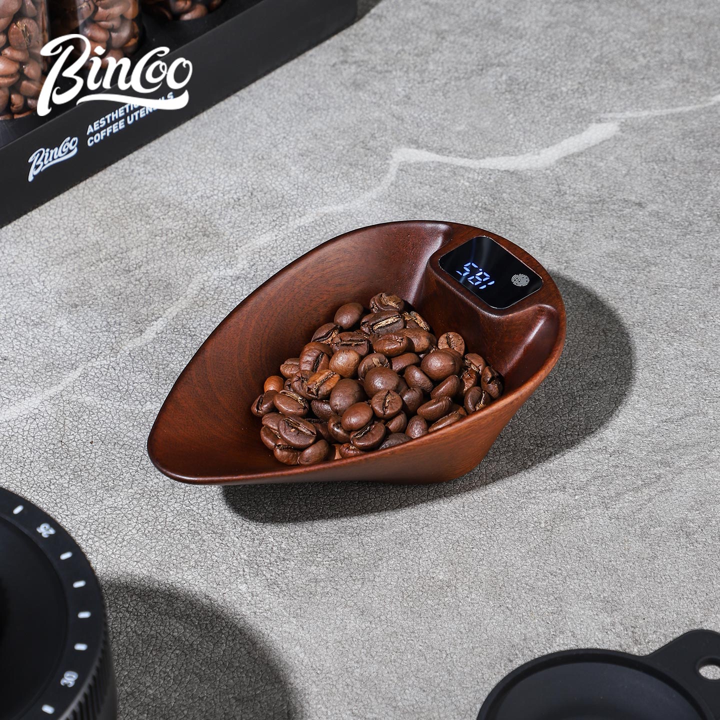 Bincoo咖啡电子称豆盘实木0.1g意式专用咖啡豆智能称重迷你便携秤