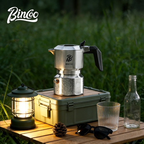 【户外装备】Bincoo三阀316不锈钢摩卡壶套装野营露营煮咖啡装备