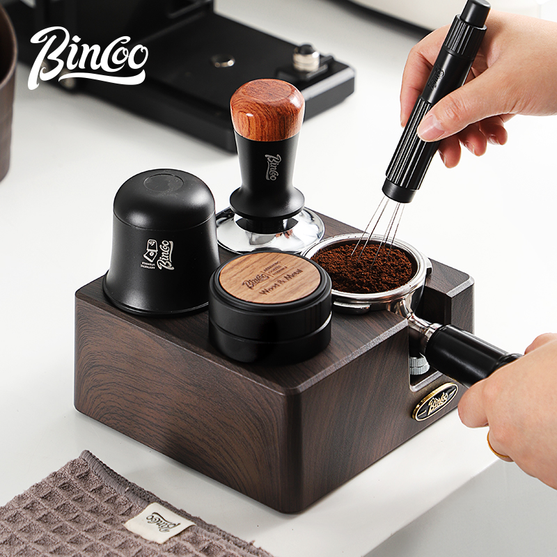 Bincoo恒力压粉锤底座意式咖啡机器具配件收纳座布粉器套装敲渣桶