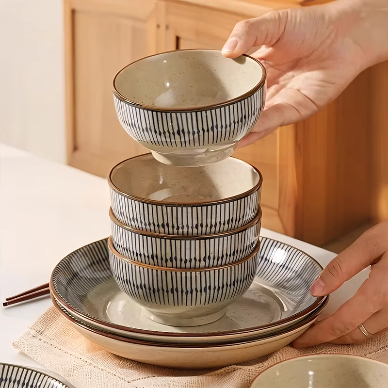 日式复古高级感面碗好看家用饭碗