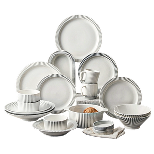 日式盘子菜盘家用鱼盘深盘圆盘餐具碟子高级感盘子高温釉下彩餐盘