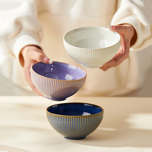 稻森陶瓷窑变奶油风饭碗渐变色