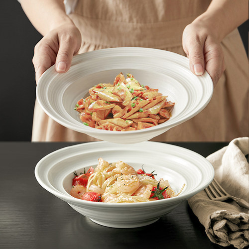 釉下彩白色盘子深盘汤盘圆盘组合