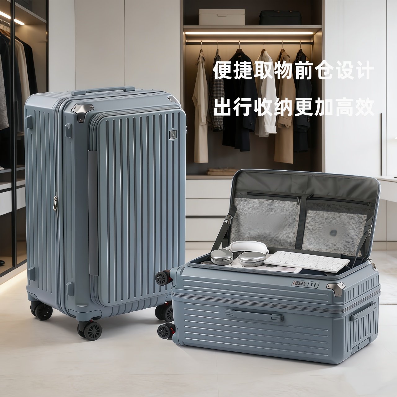 SGG侧面开行李箱扩容大容量拉链密码箱抗摔旅行箱登机旅行箱