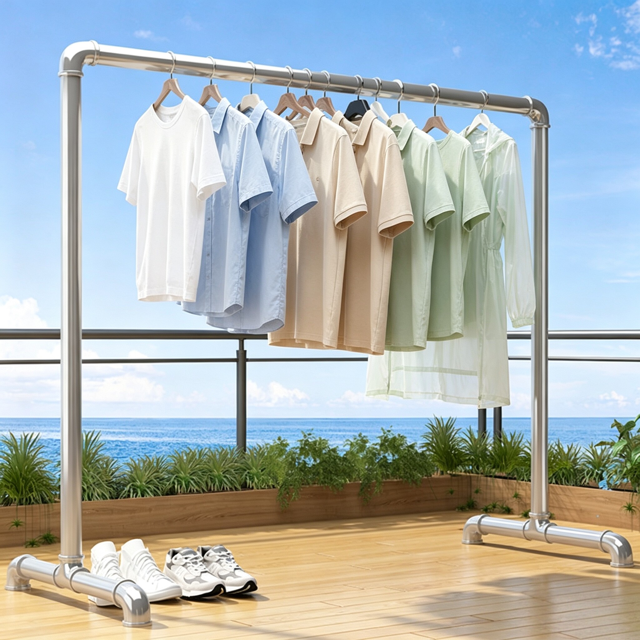 钢管晾衣架落地卧室家用室内阳台户外可移动挂晒衣服水管凉衣杆子
