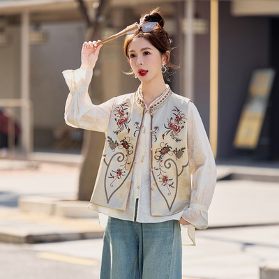 2026春季新款女高品质新中式国风时尚两面穿绣花马甲外套YG83040