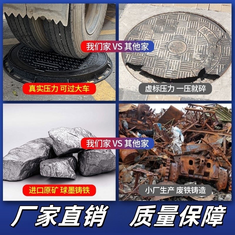 球墨铸铁井盖f雨水篦子污水井盖方形重型沙井盖窨井盖电力井盖弱