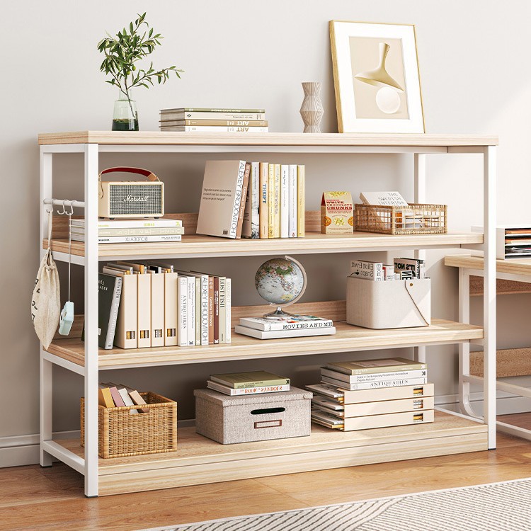 书房置物架落地家用铁艺书架多层收纳储物架钢木简易多层墙边书柜