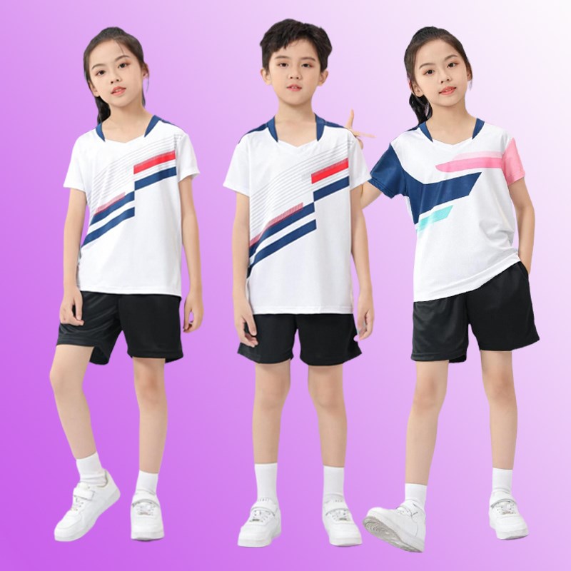 儿童羽毛球服套装男童女童训练队服小H学生排球服速干短袖新款印