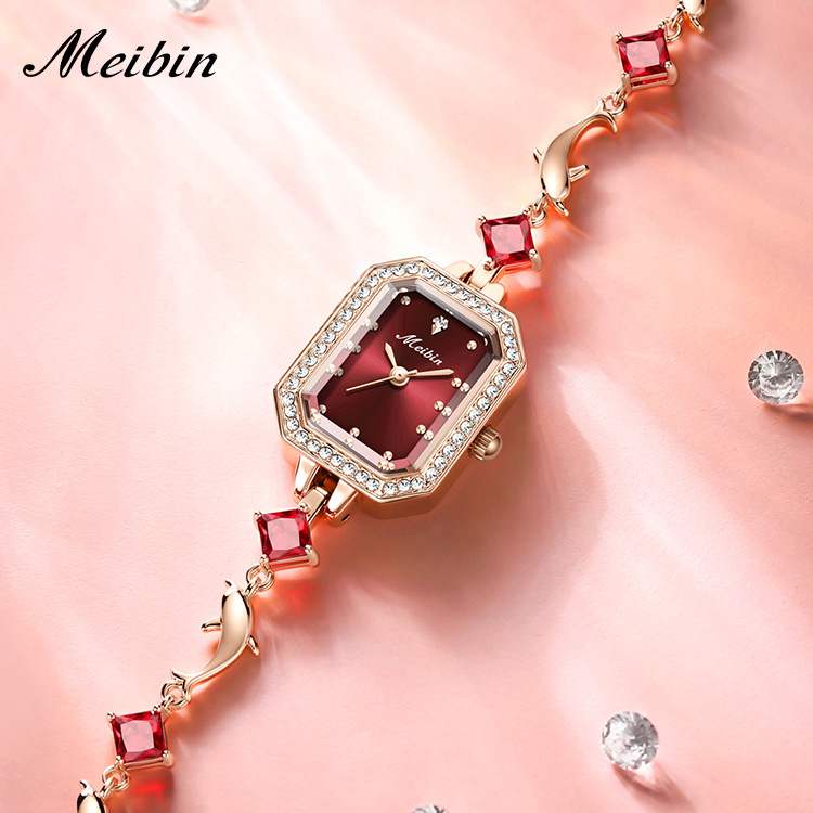 美宾时尚潮流个性表方形小众女表珠宝手链表系列轻奢石英表高级感