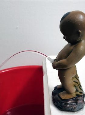 陶瓷尿尿童子撒尿小孩假山流水盆鱼缸景观吸水石盆景摆件装饰配件