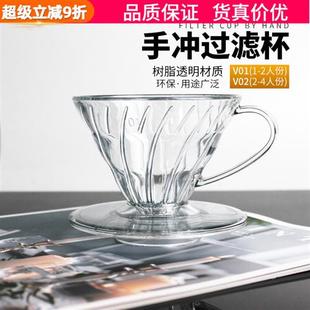 V02 V60树脂透明过滤杯手冲单品咖啡锥形简约螺旋导流滴滤杯V01