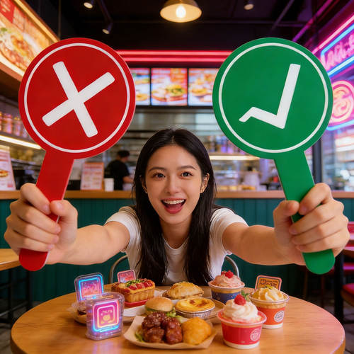 对错举手牌双面桃黑黑同款迷你小号便携打分对号道具打叉美食打卡