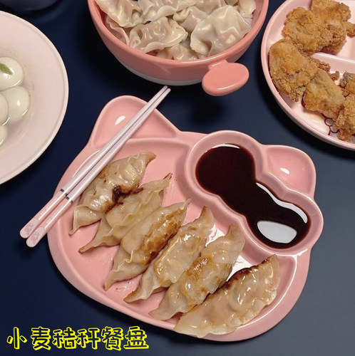 可爱卡通猫分格盘高级饺子点心盘